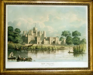 Le palais de Kew vu de Brentford, gravé par Thomas Sutherland, publié en 1819